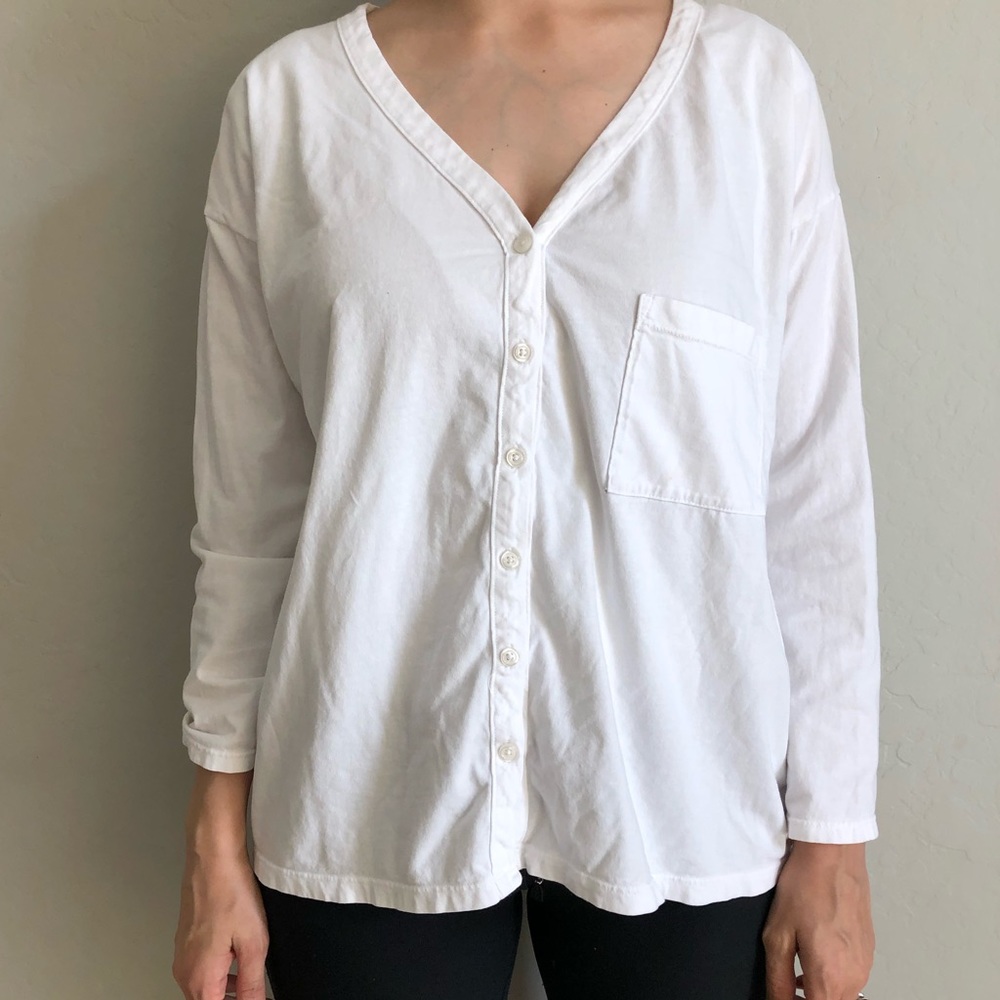 American Apparel white V-Neck long sleeve